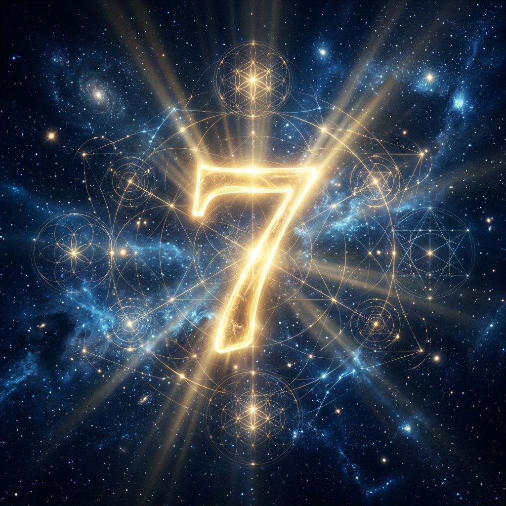 Glowing golden number in sacred geometry cosmic space